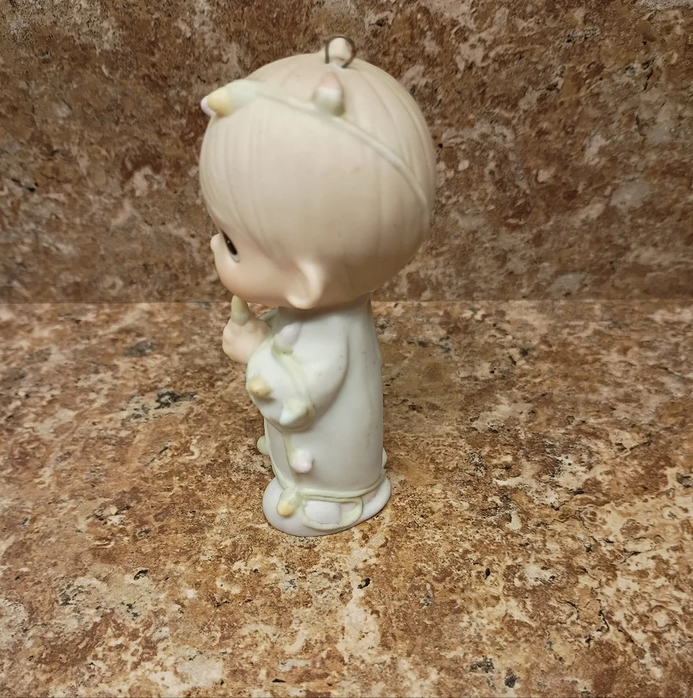 Precious Moments 1985 May Christmas Be Delightful Ornament Boy Lights Figure EUC